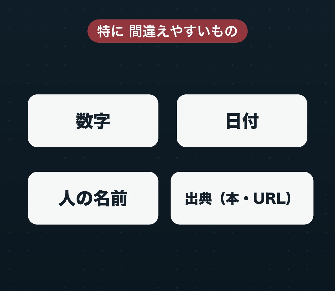 「数字」「日付」「人の名前」「出典(本・URL)」の4枚のカード
